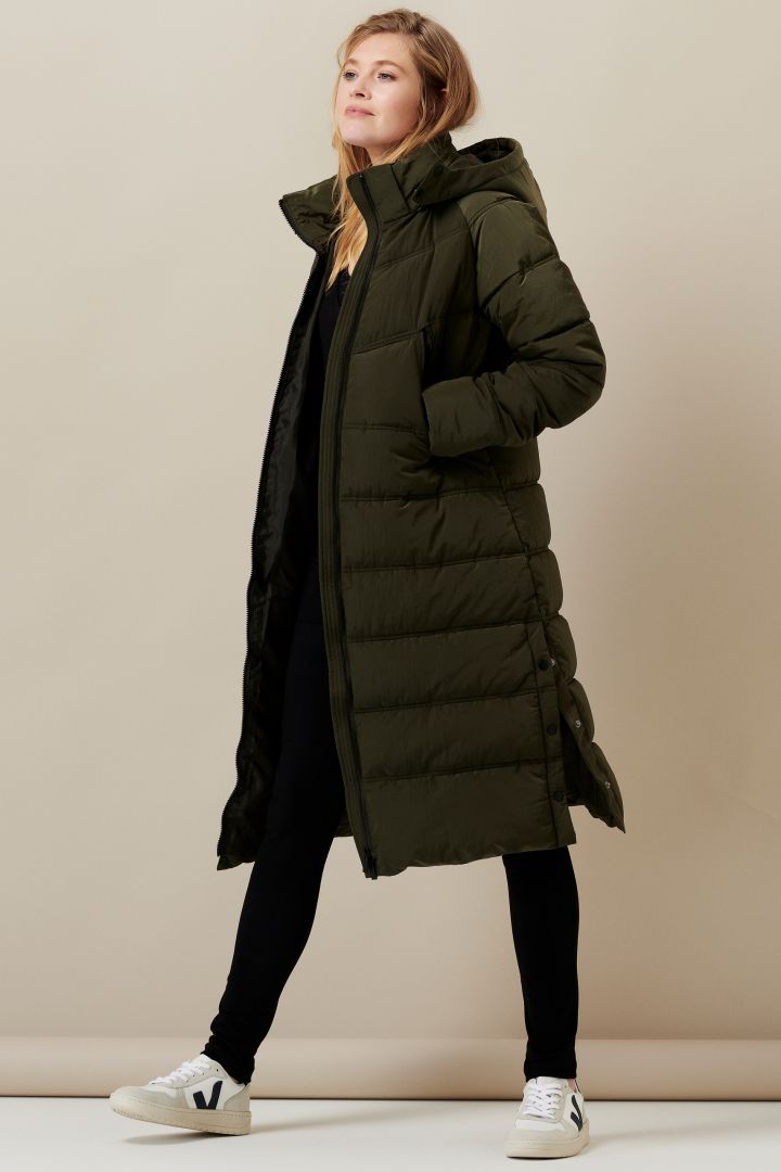 Wattierter Mantel mit Schwangerschaftseinsatz khaki