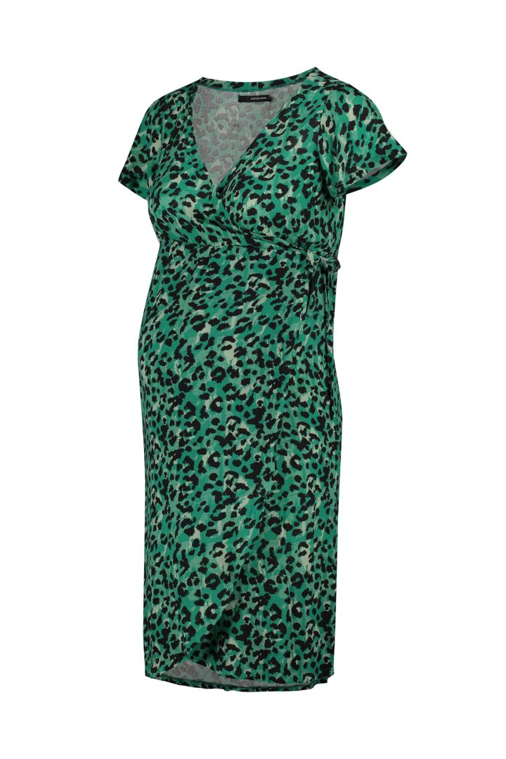 Maternity and Nursing Wrap Dress Leopard