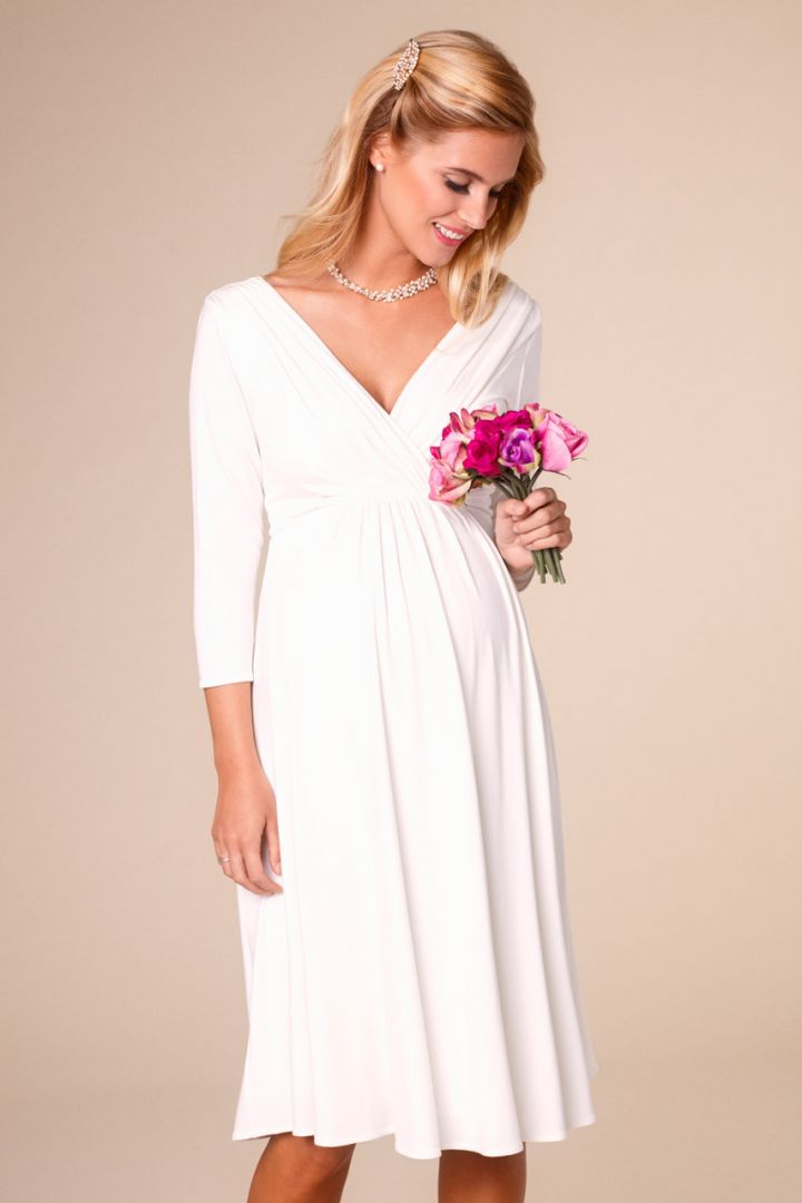 Umstandsbrautkleid mit Cache-Coeur Ausschnitt