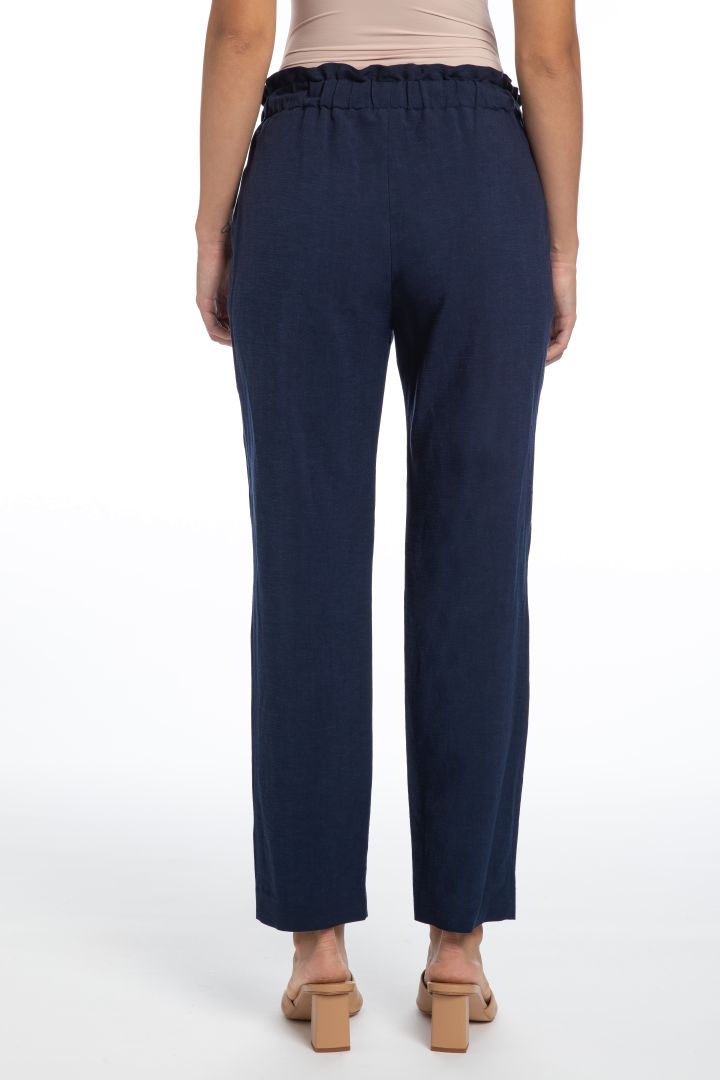 Paperbag Linen Maternity Trousers navy