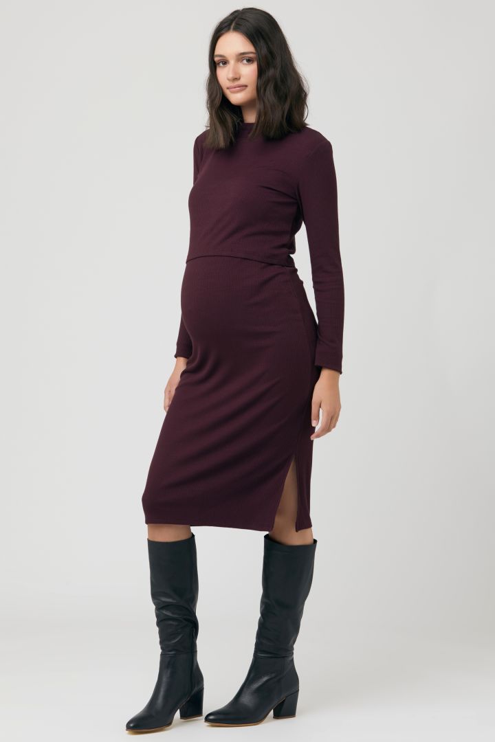 Two-piece Ribbed knit Maternity and Nursing Dress