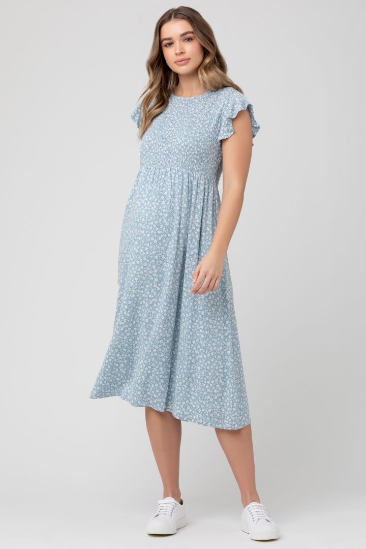 Midi Umstandskleid mit Flügelärmeln