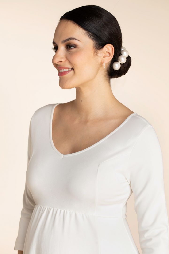 Ecovero Plus Size Umstandsbrautkleid mit V-Ausschnitt