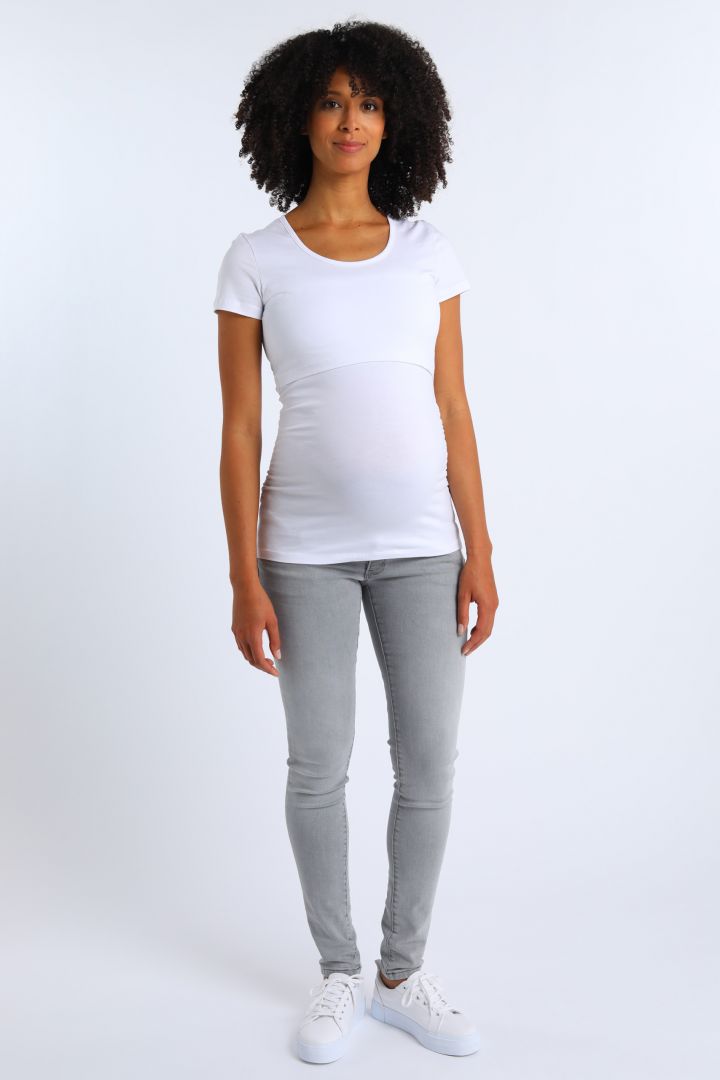 Umstands- und Stillshirt aus Bio-Baumwolle kurzarm weiß
