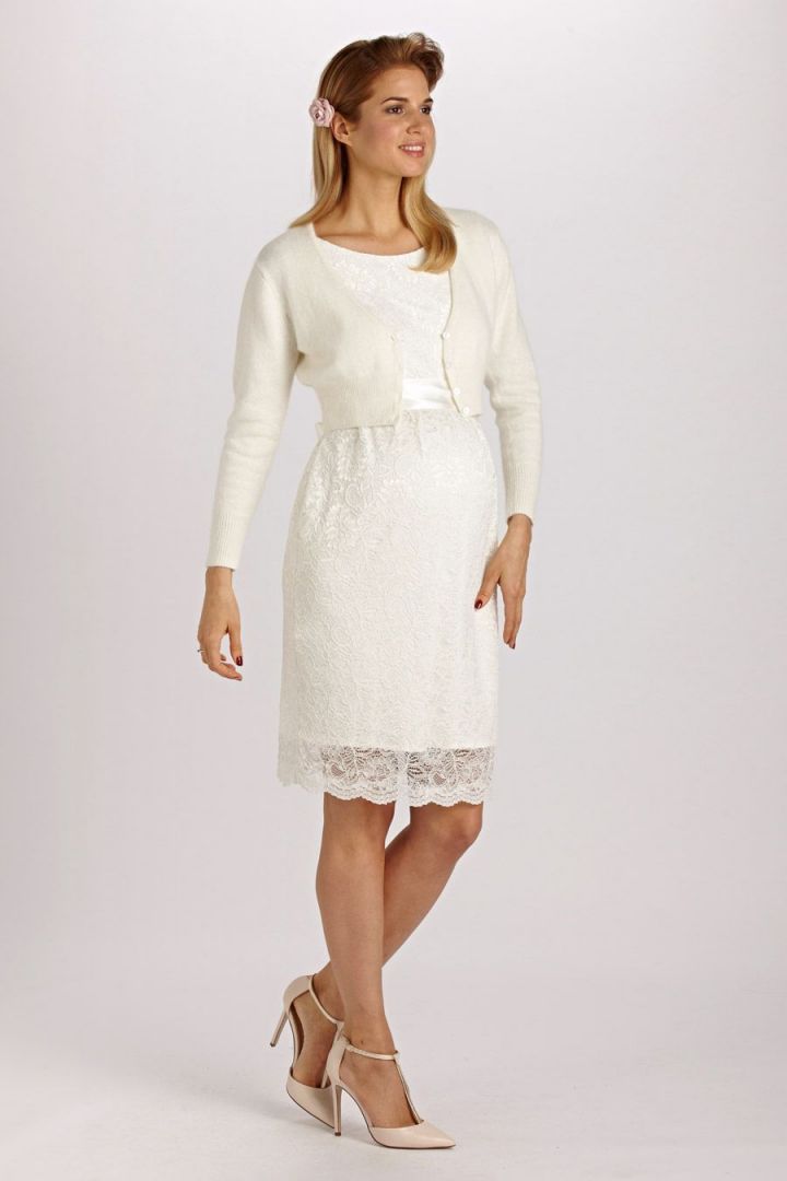 Etui Umstandsbrautkleid aus Spitze