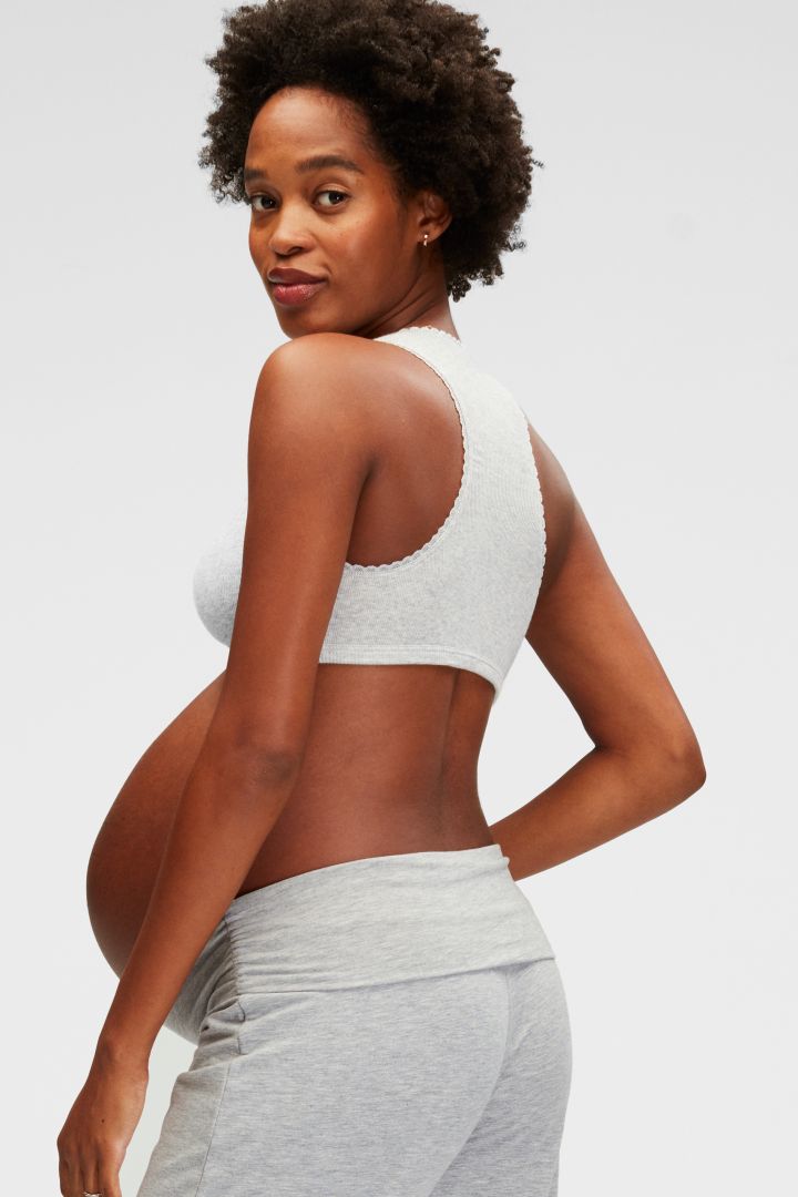 Schlaf Still BH mit Rippstruktur grau melange