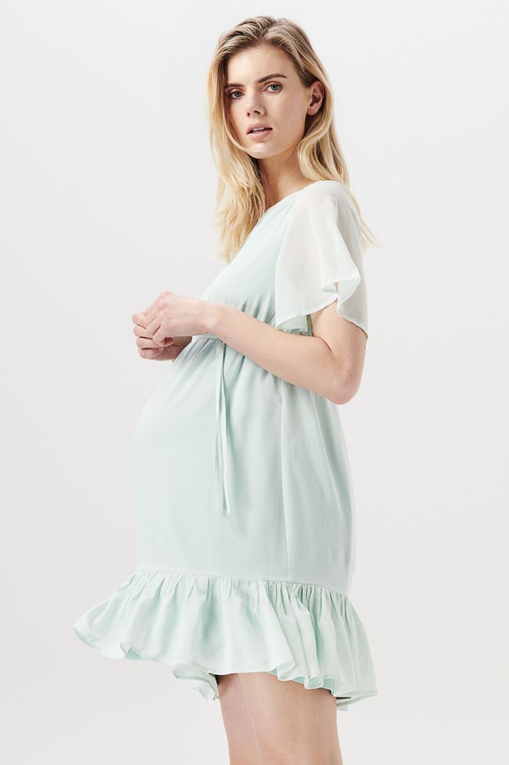 Eco Maternity Dress with Cap Sleeves mint