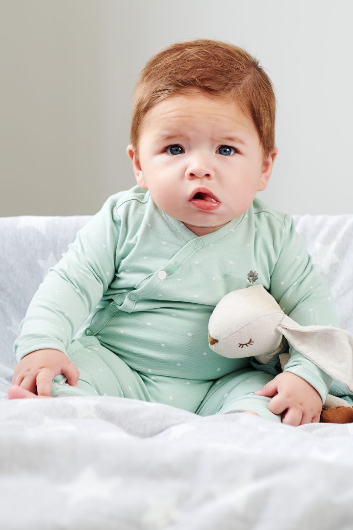 Organic Romper with Stars Print sage