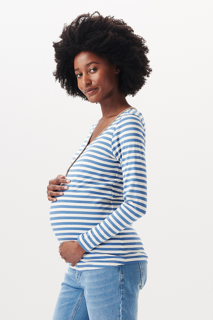 Maternity and Nursing Shirt with Button Placket