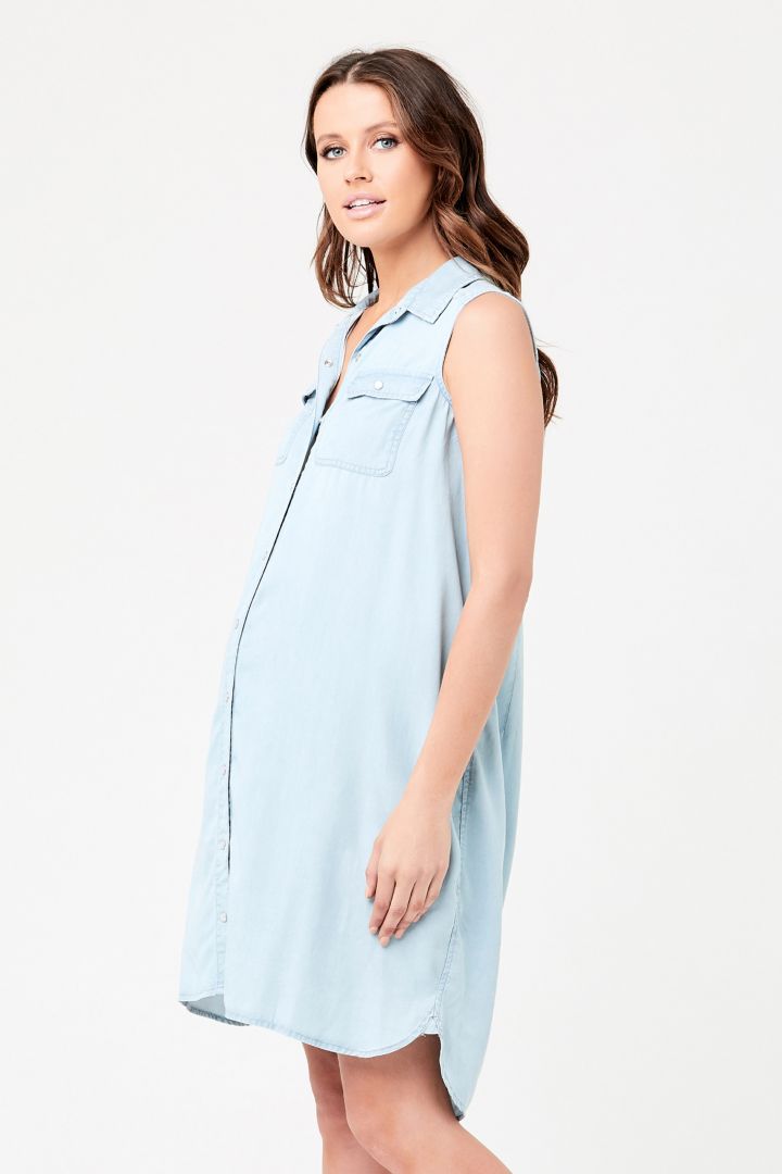 Denim Maternity and Nursing Shirt Dress