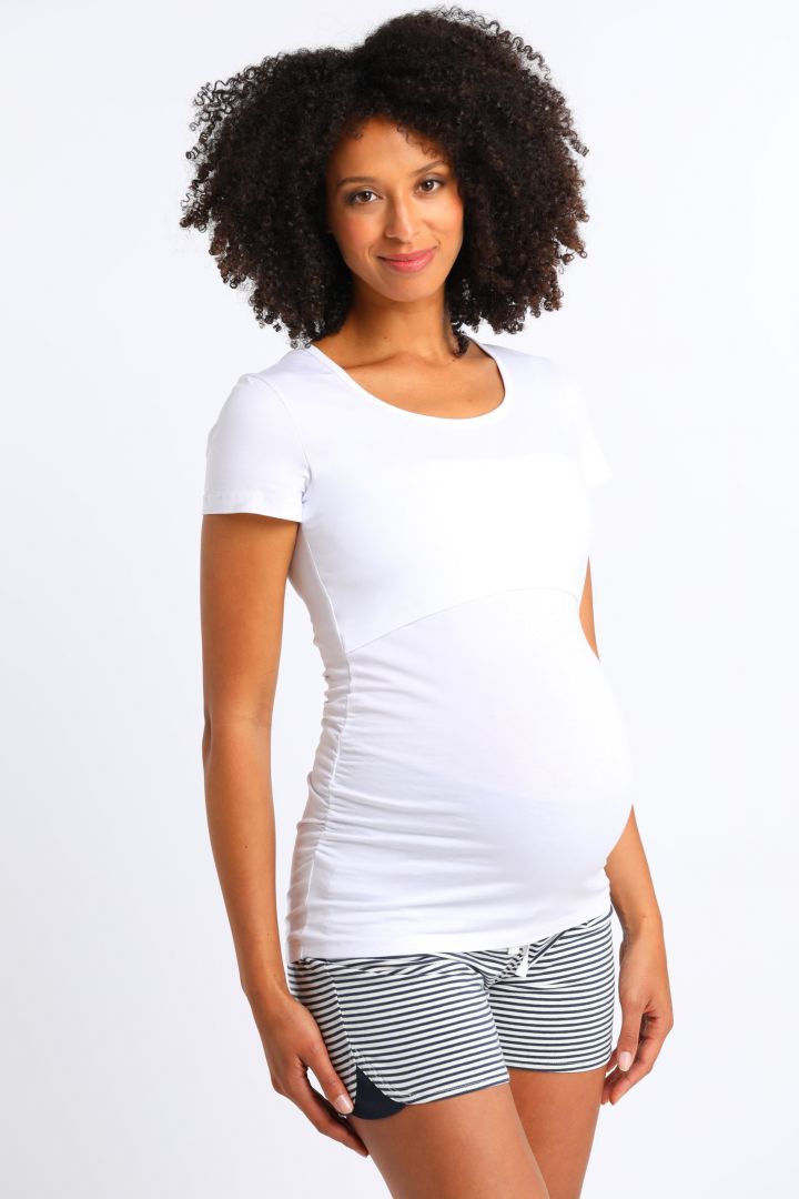 Striped Maternity Shorts in Organic Cotton