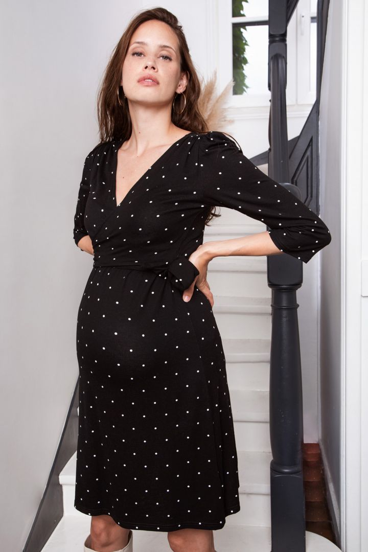 Maternity and Nursing Dress V-Neck black