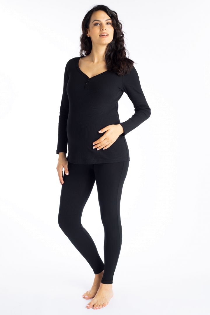 Organic Ribbed Maternity Shirt black