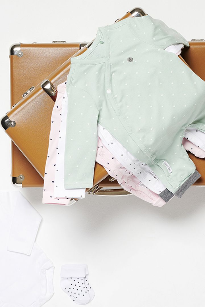 Organic Romper with Stars Print sage