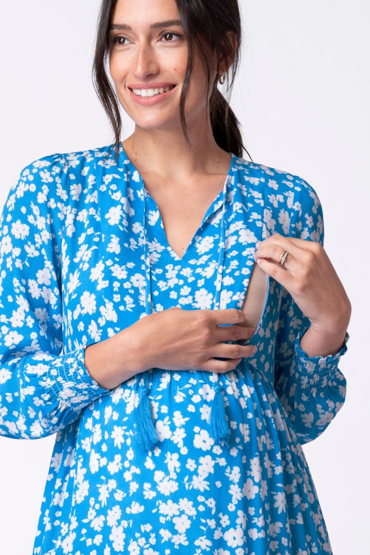 Midi Umstands- und Stillkleid mit Quasten