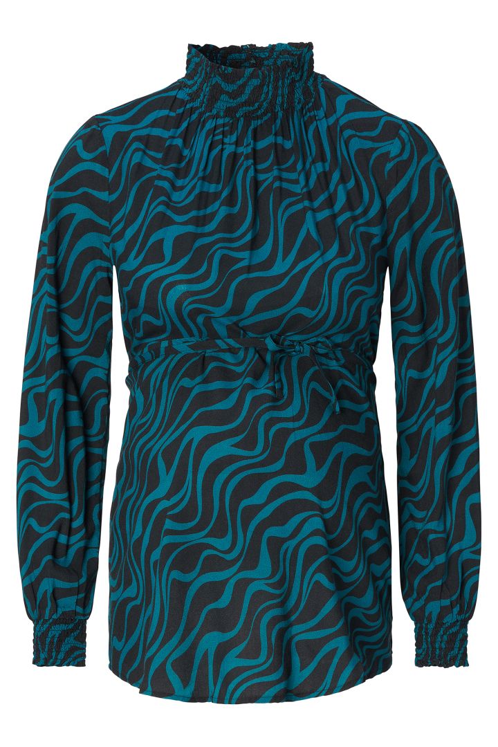 High Neck Maternity Blouse with Print