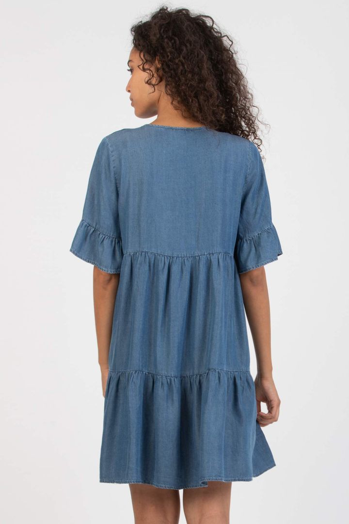Tencel Maternity Dress in Denim-Look