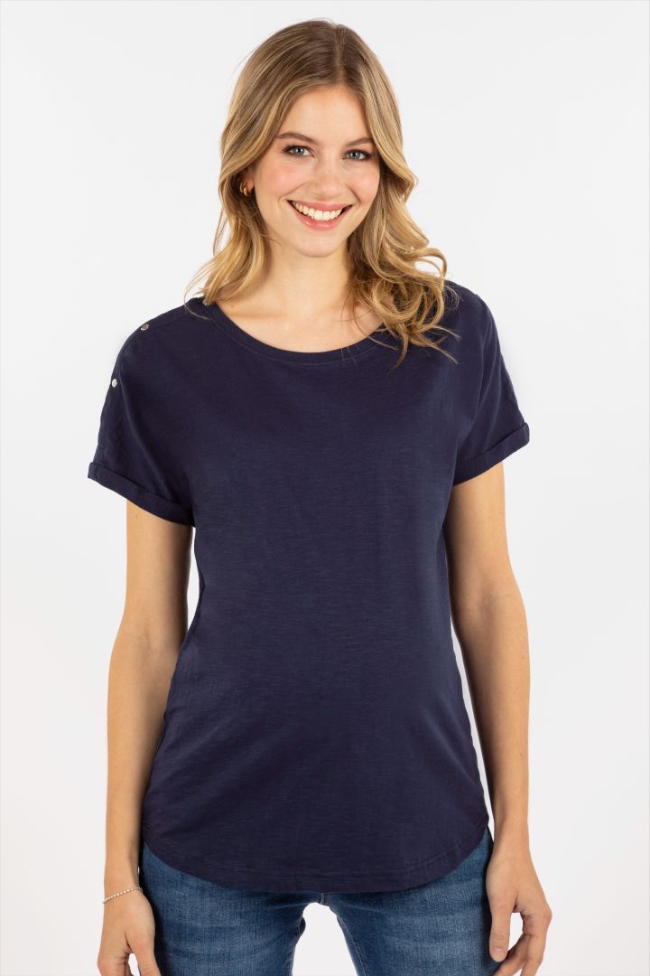 Organic Relaxed Maternity Shirt with Nursing Opening navy