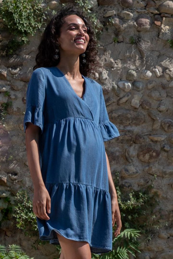 Tencel Maternity Dress in Denim-Look