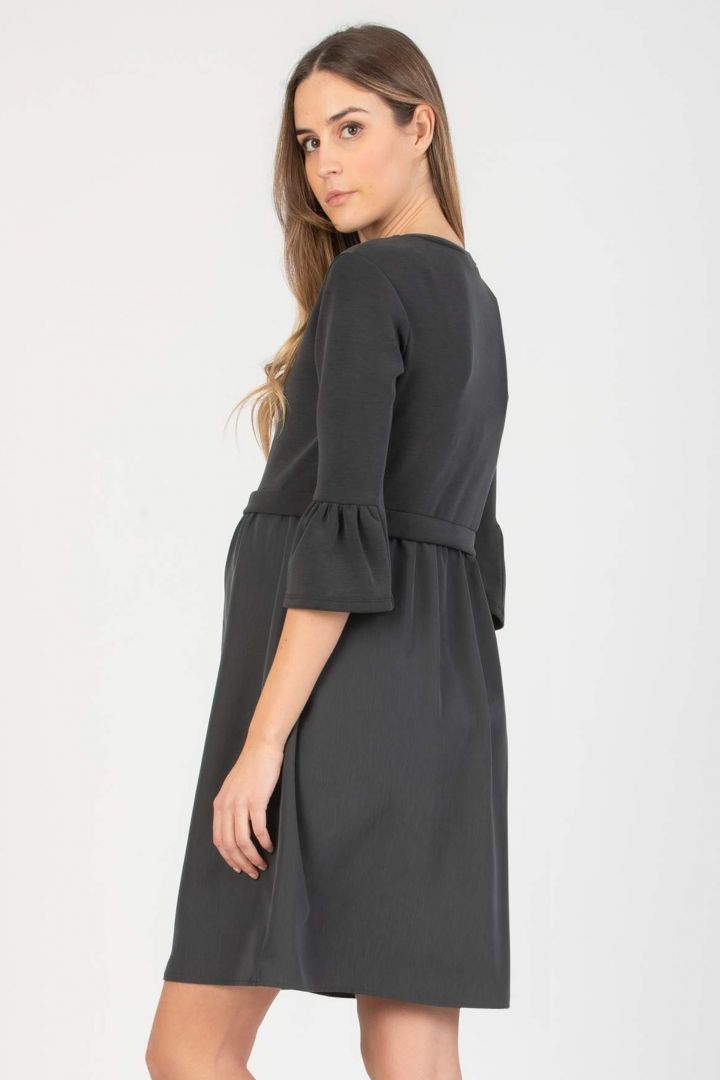 Umstands- und Stillkleid mit Trompetenärmel schwarz