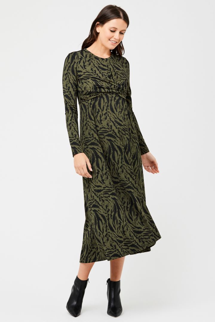 Maternity and Nursing Dress with Animal Print