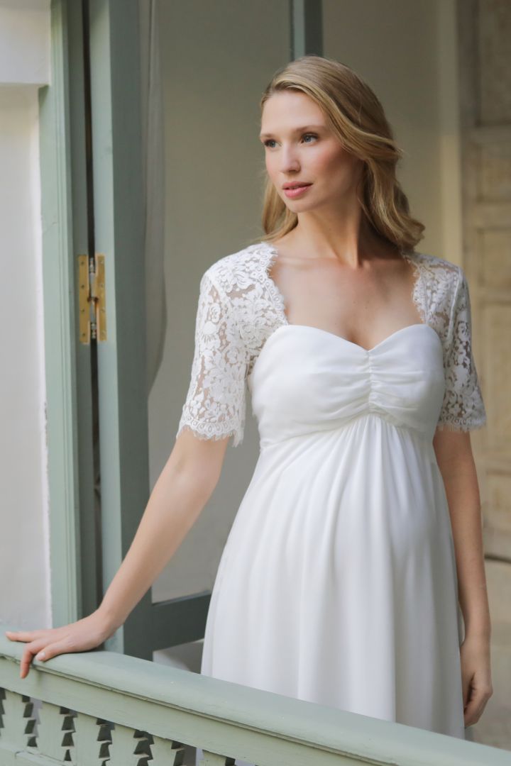 Midi Umstandsbrautkleid mit Sweetheart Ausschnitt