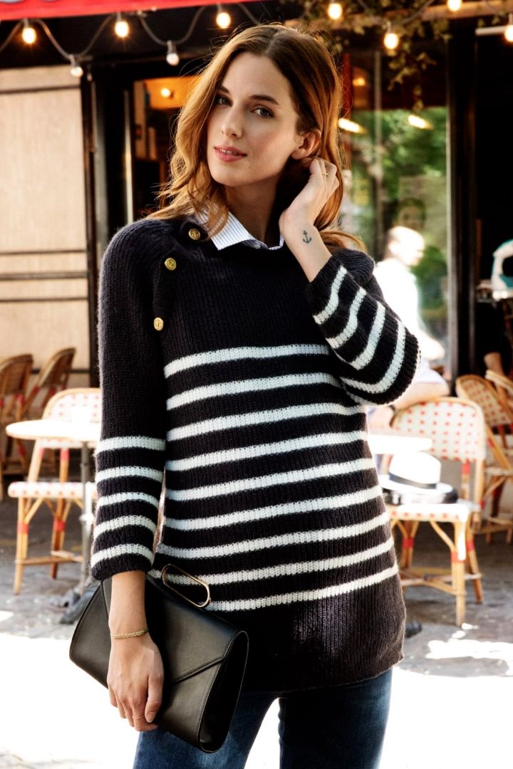 Umstands- und Stillpullover mit Streifen