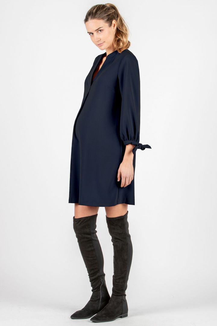 Trapez Umstandskleid mit 3/4 Ärmeln navy