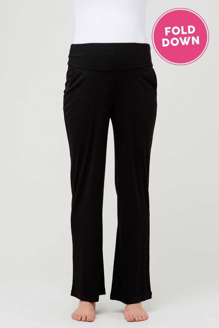 Ripp Lounge und Pyjama Umstandshose schwarz