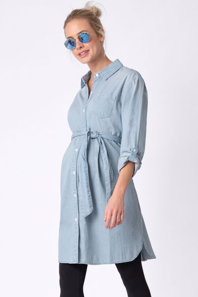 Maternity and Nursing Shirtdress denim