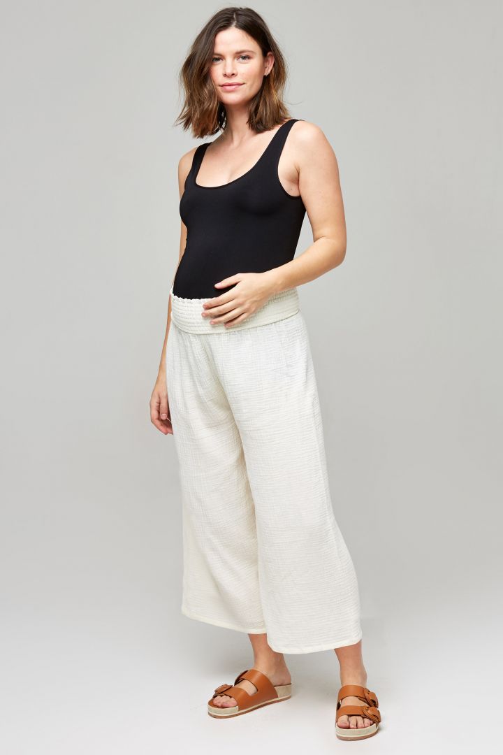 Organic muslin Maternity Culotte off-white