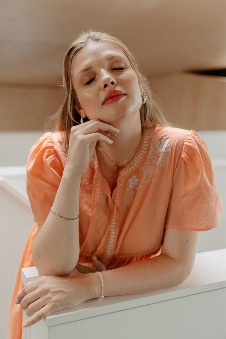 Umstands- und Still-Tunikakleid mit Quasten apricot