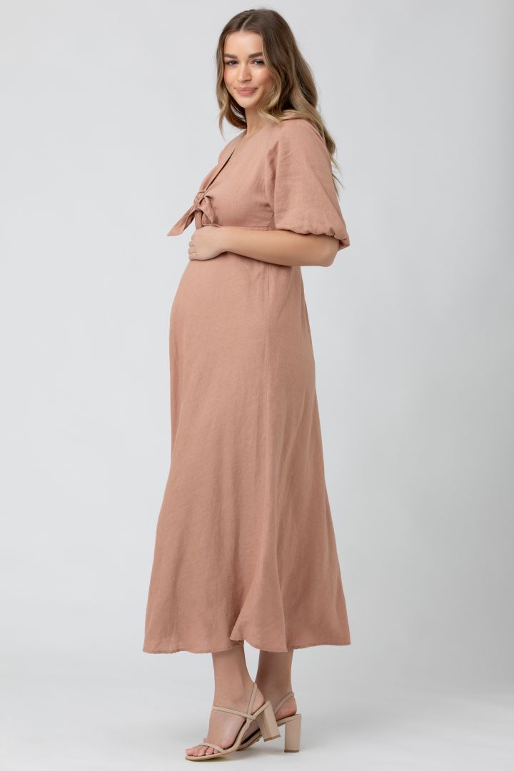 Midi Umstands- und Stillkleid zum Binden