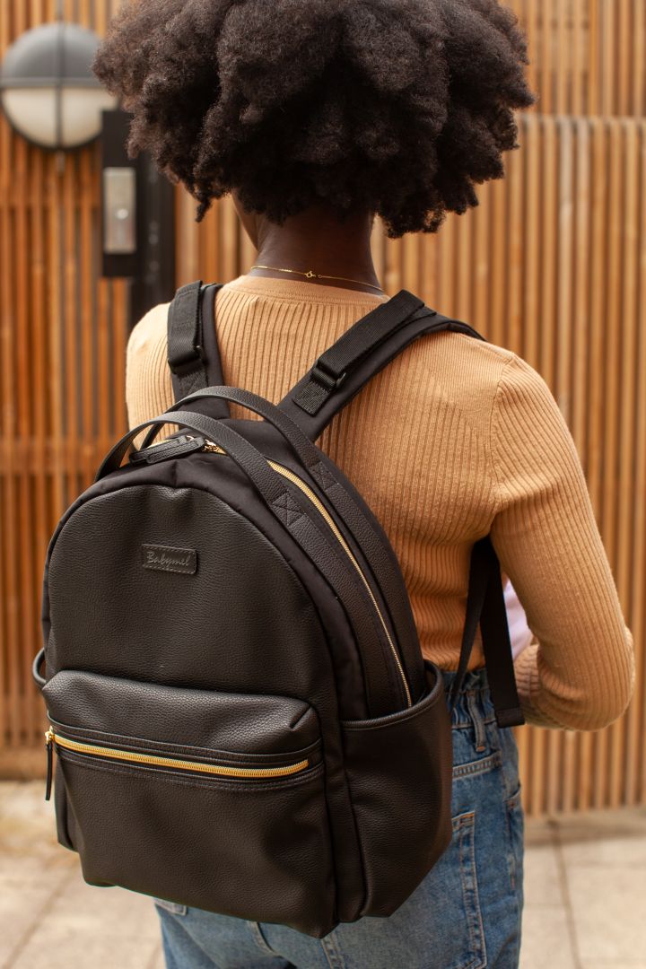 Wickelrucksack aus veganem Kunstleder mit Reißverschluss