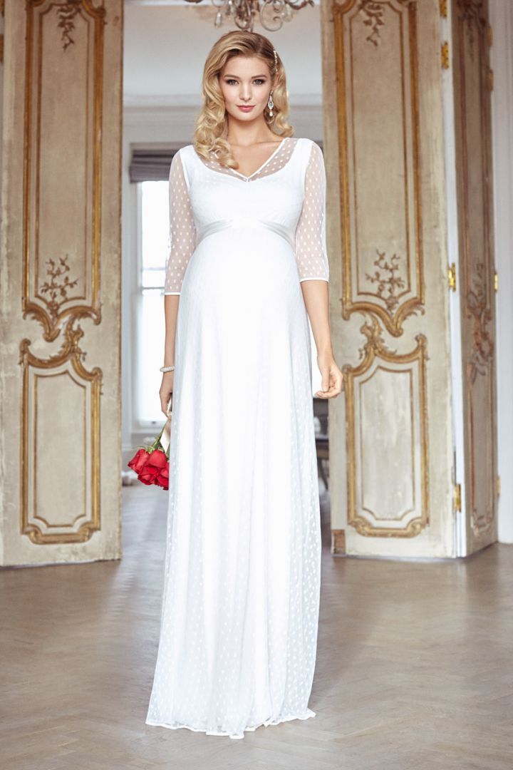 Spitzen Umstandsbrautkleid mit Pünktchen