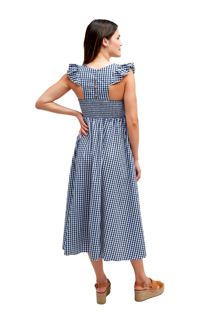 Ginham Maternity Dress with Ruffles