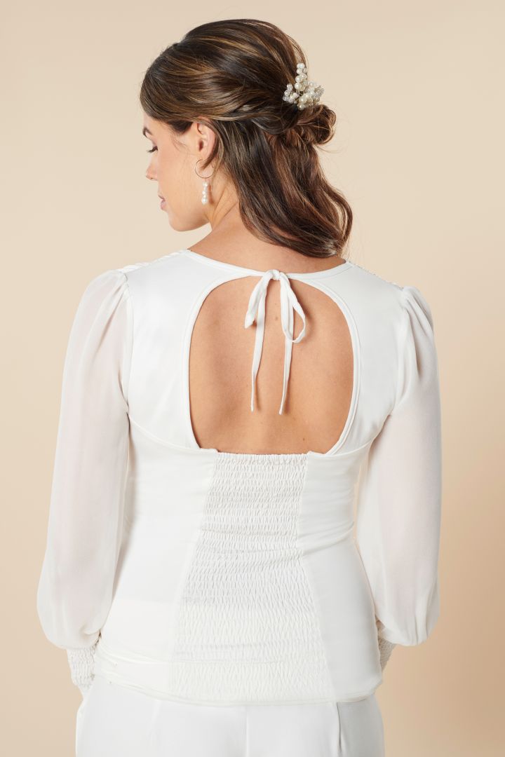 Umstands- und Stillshirt mit Chiffonärmeln elfenbein