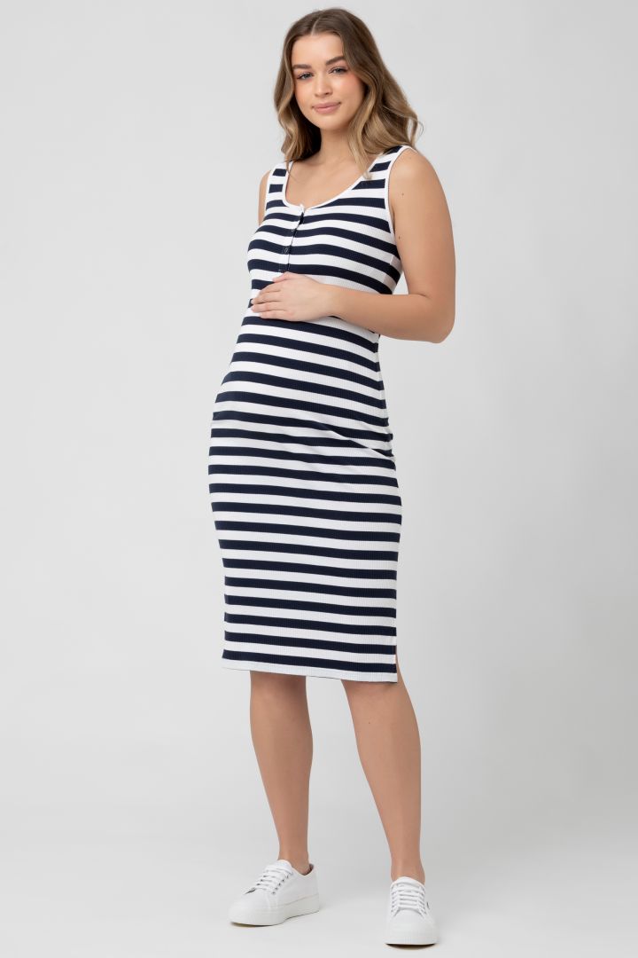Rib Umstands- und Stillkleid mit Streifen