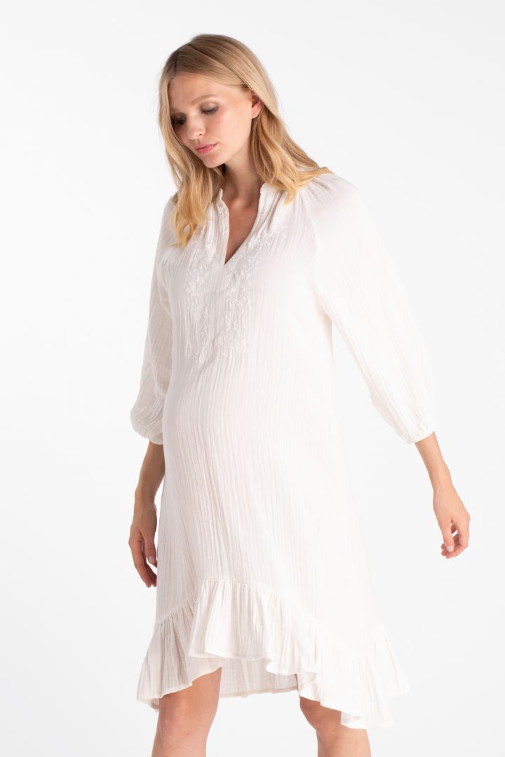 Double Cotton Boho Umstandskleid