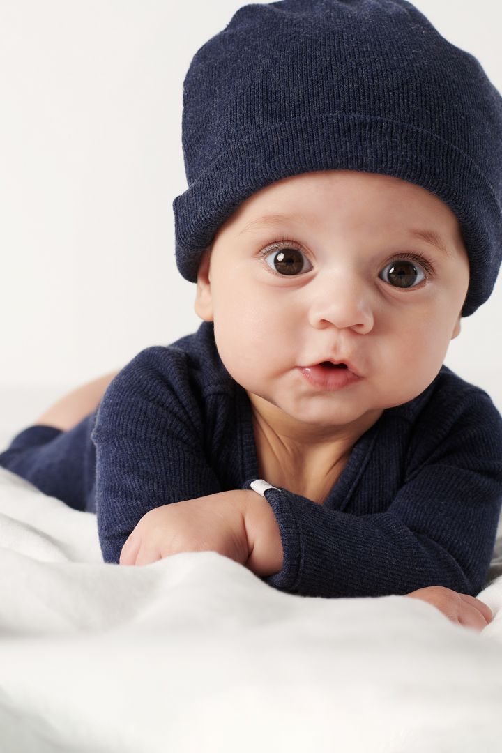 Rib Knit Romper navy