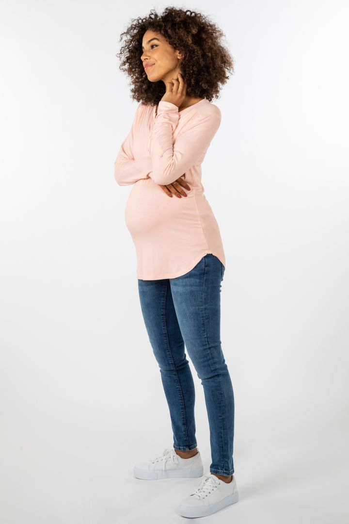 Eco Viskose Henley Umstands- und Stillshirt blush