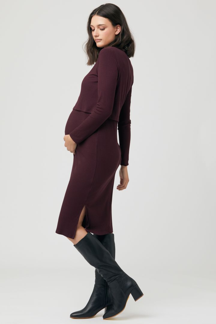 Two-piece Ribbed knit Maternity and Nursing Dress
