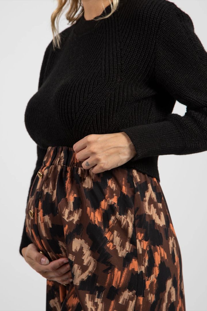 Midi Umstandsrock mit Knöpfen und Ethno Print