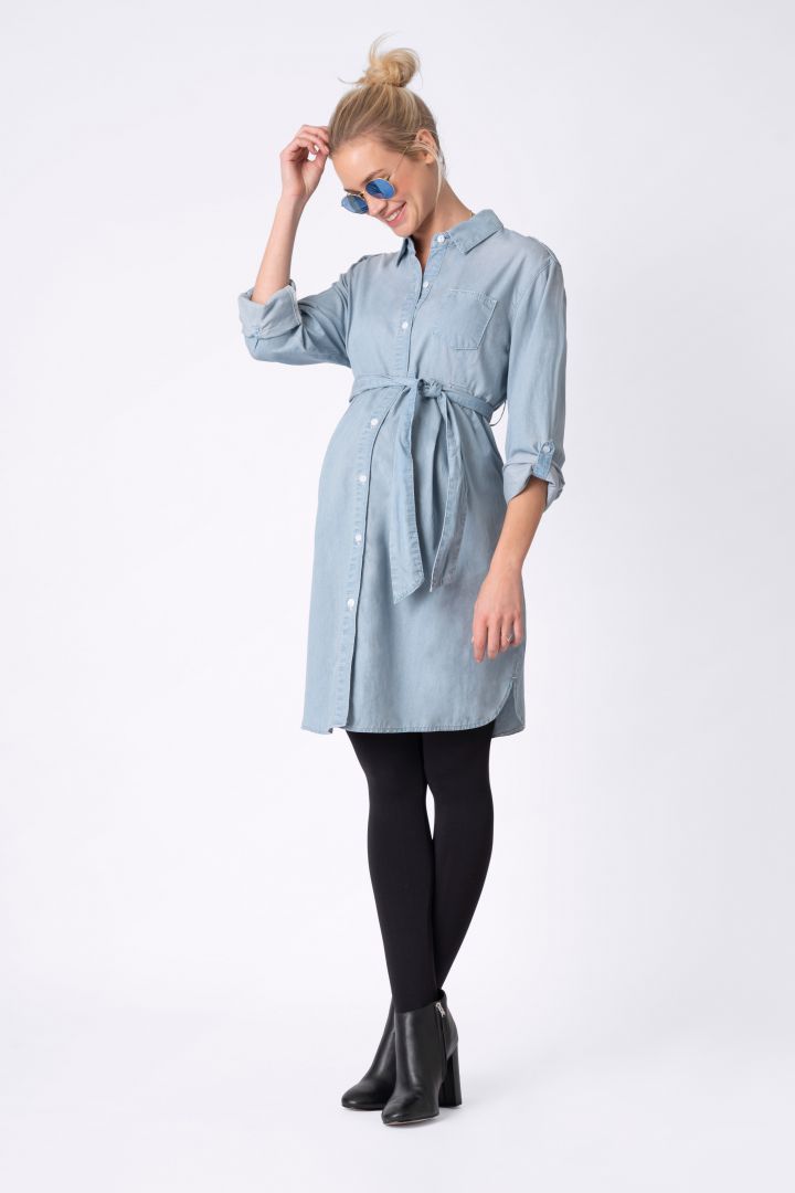 Maternity and Nursing Shirtdress denim