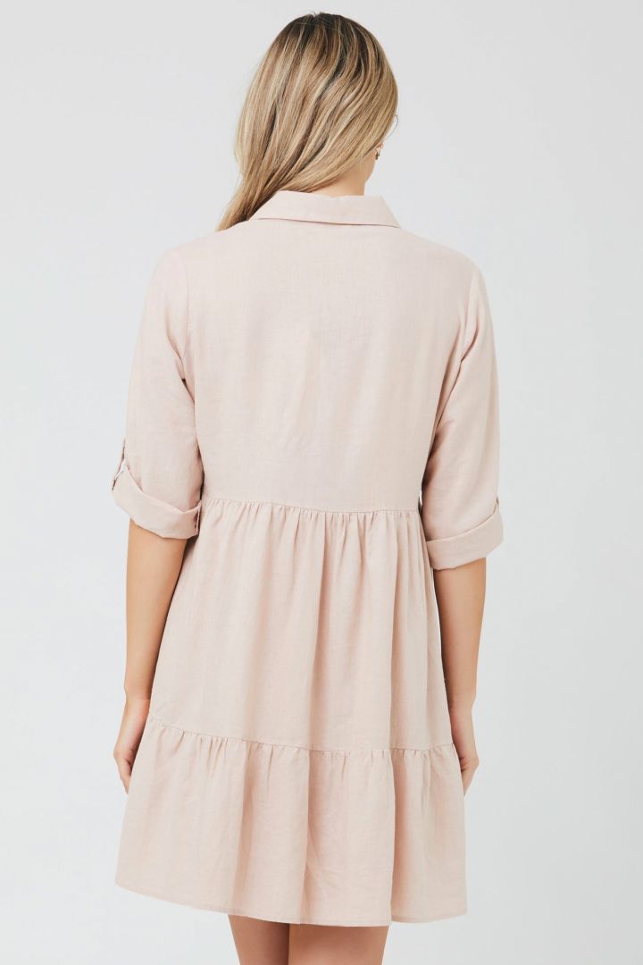 Umstands- und Still-Tunikakleid mit Knopfleiste peach