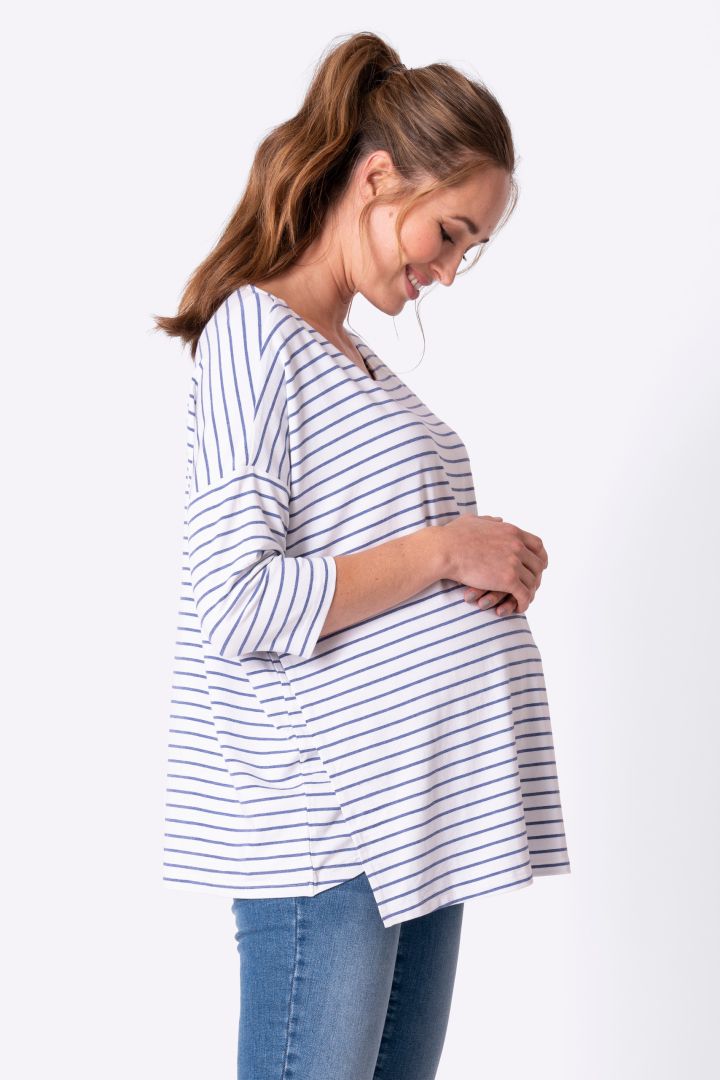 Breton Umstands- und Stillshirt weiß/blau