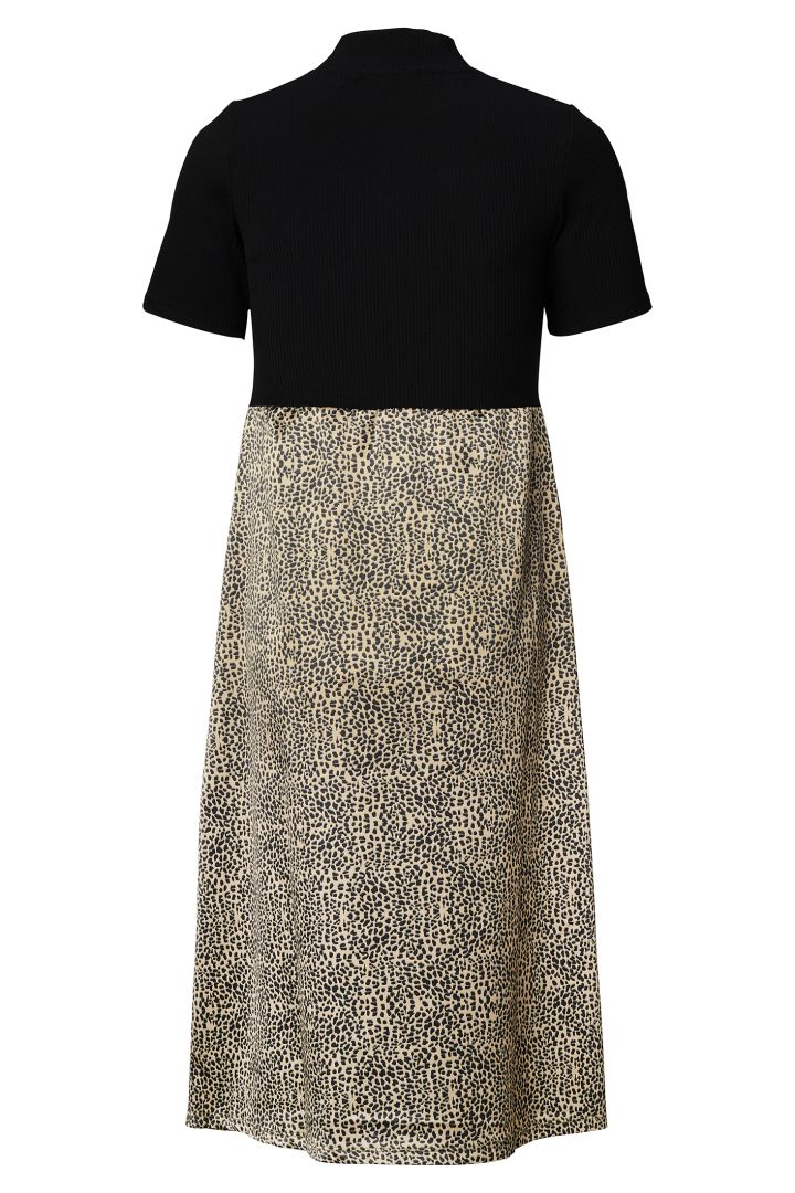 Umstandskleid mit Rippstricktop und Animal Print Rock
