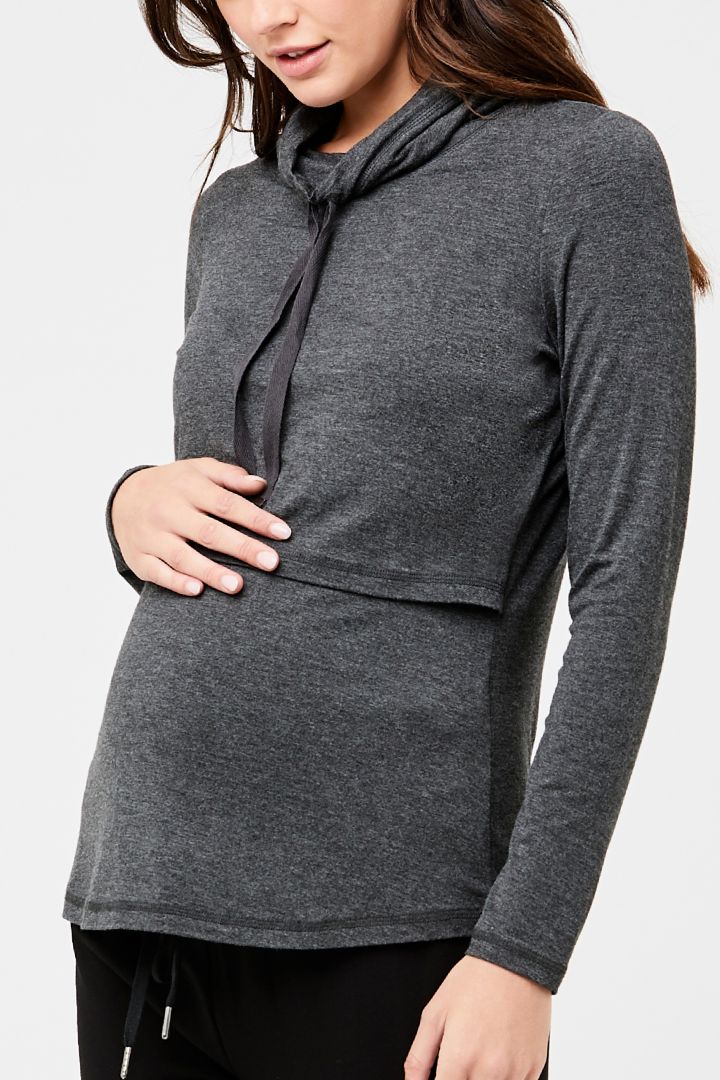 Maternity and Nursing Hoodie with Zip Fastenings grey