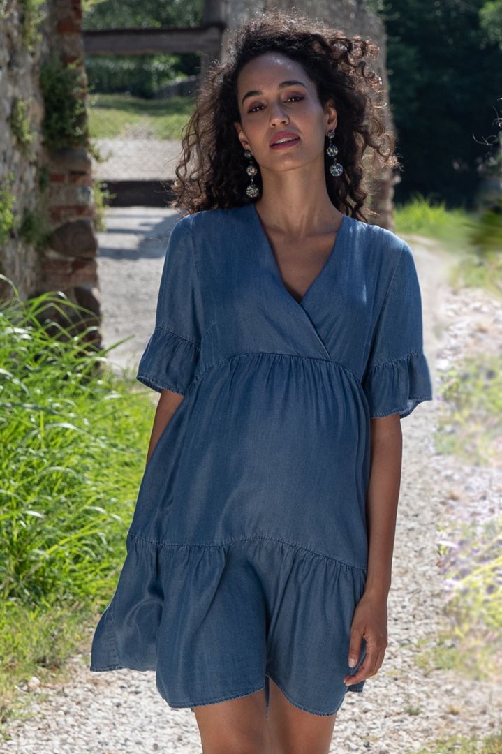 Tencel Maternity Dress in Denim-Look