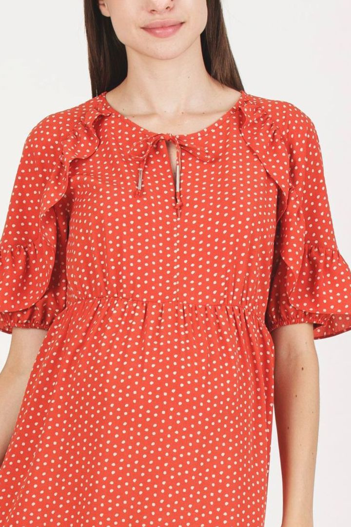 Umstands- und Still-Tunikakleid mit Polka Dots coral